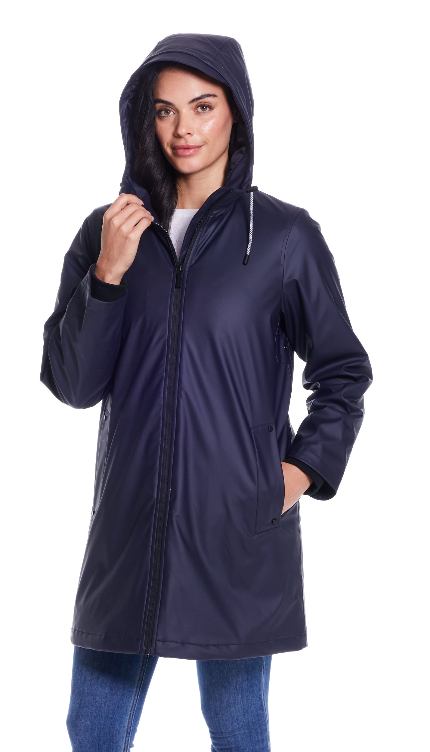 HOODED A-LINE RAIN SLICKER
