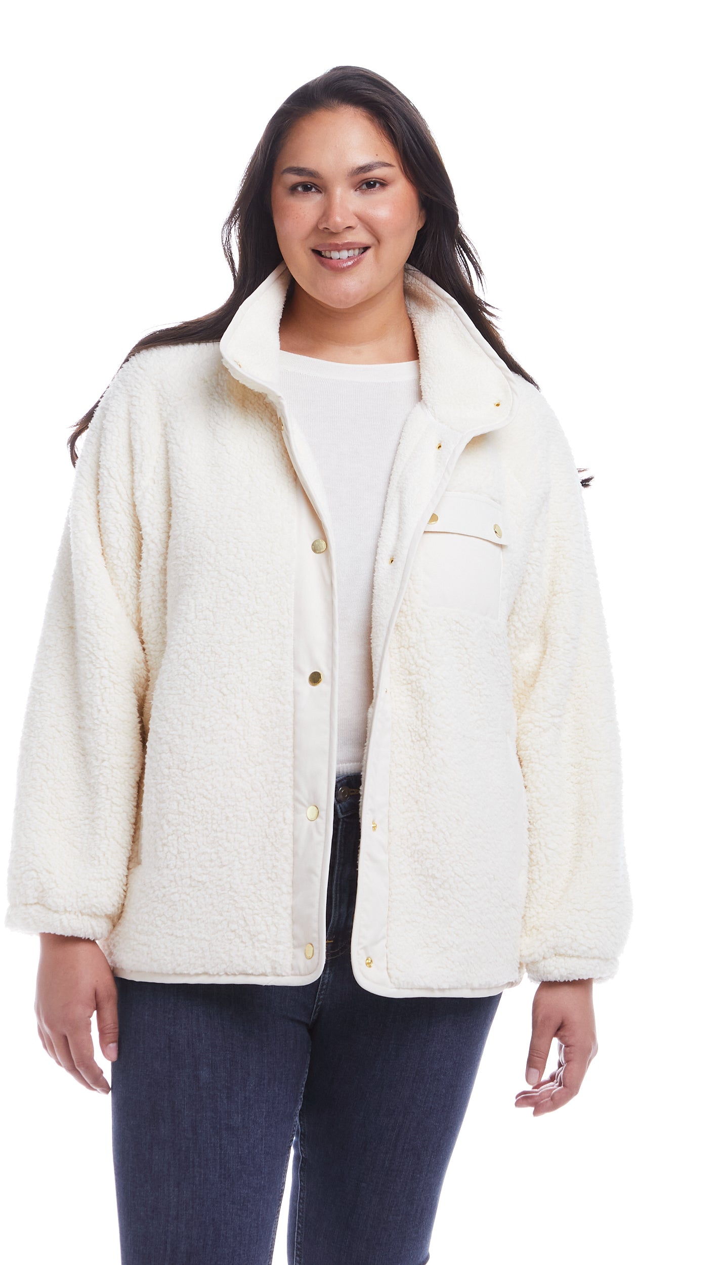 SNAP FRONT COZY FLEECE JACKET