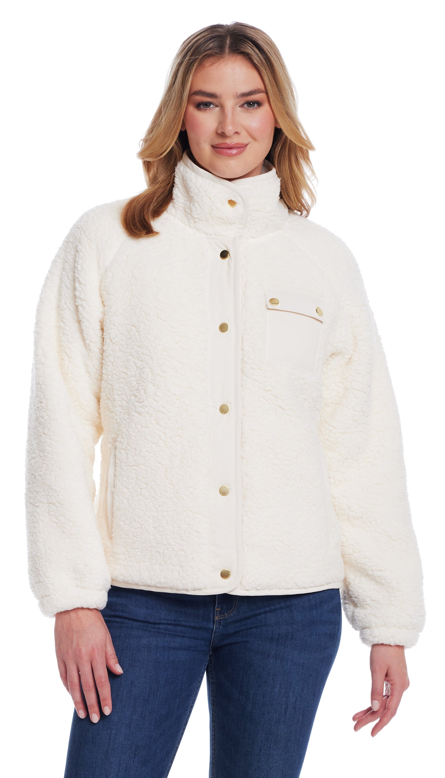 SNAP FRONT COZY FLEECE JACKET