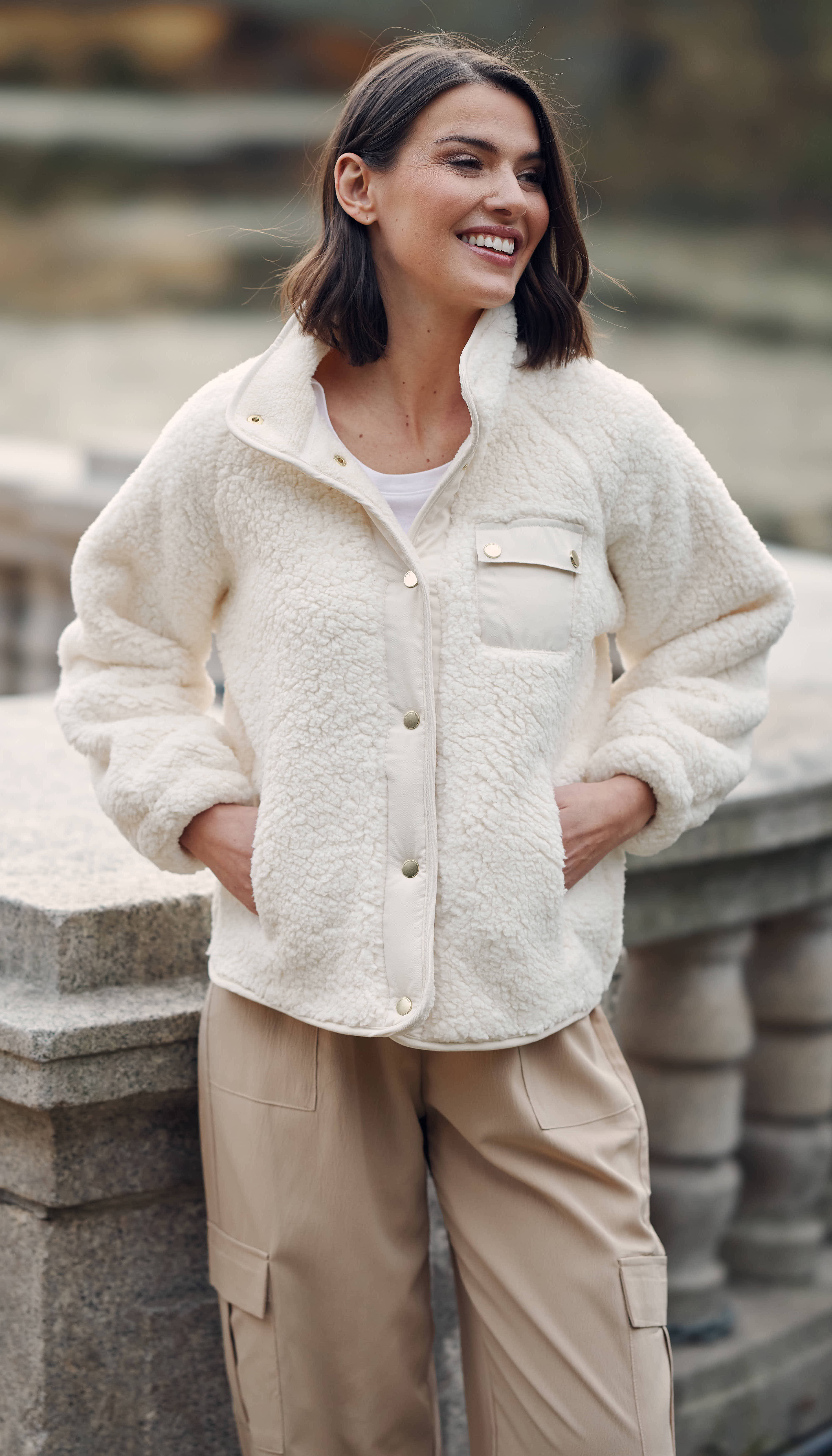 SNAP FRONT COZY FLEECE JACKET