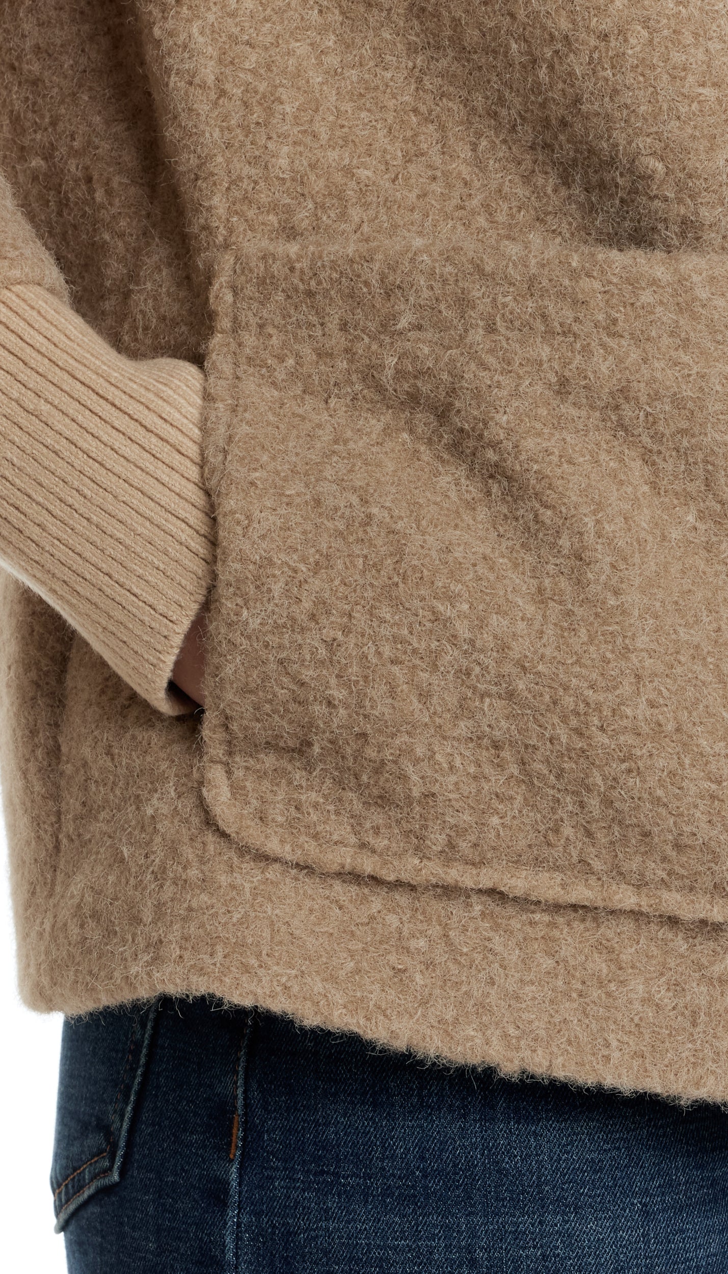 BOUCLE JACKET WITH KNIT SLEEVES
