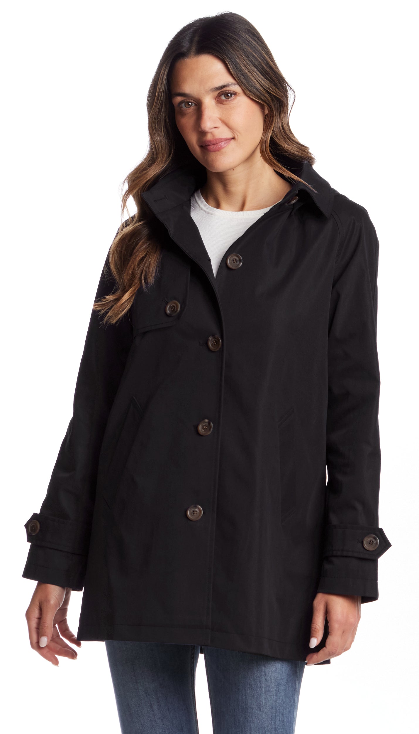 BUTTON FRONT HOODED TOPPER
