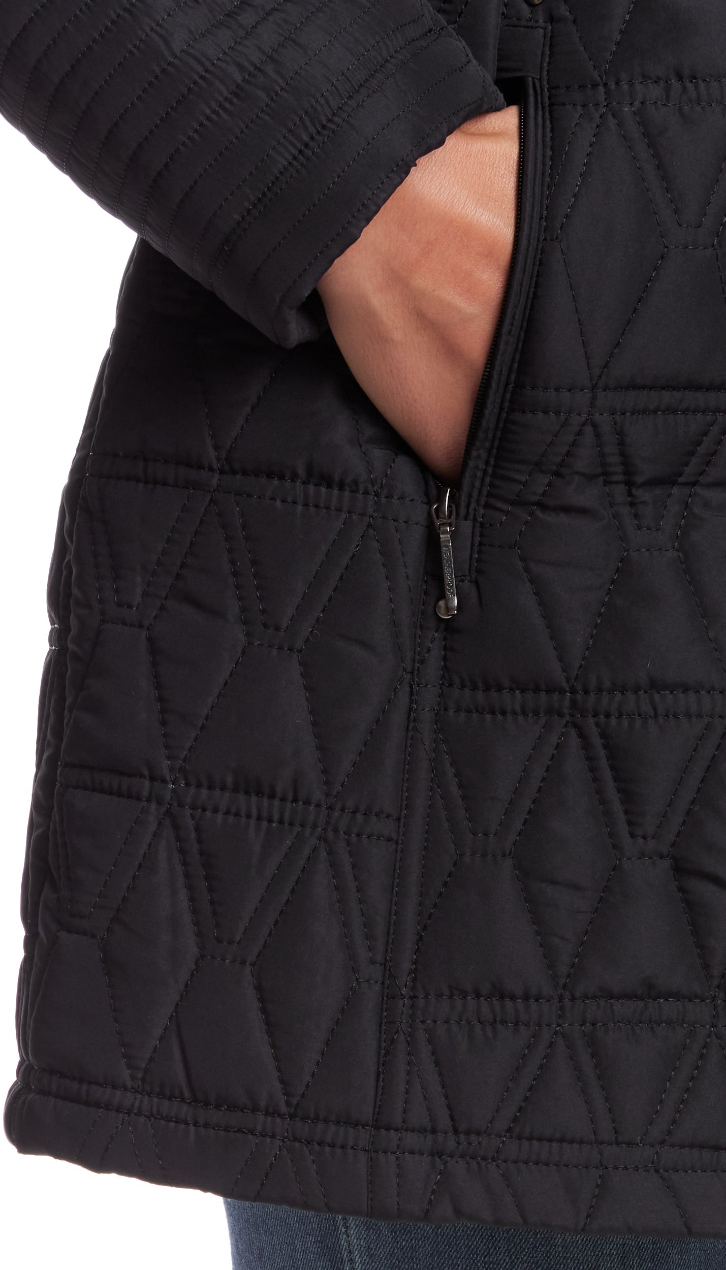 HOODED MIXED QUILTED JACKET