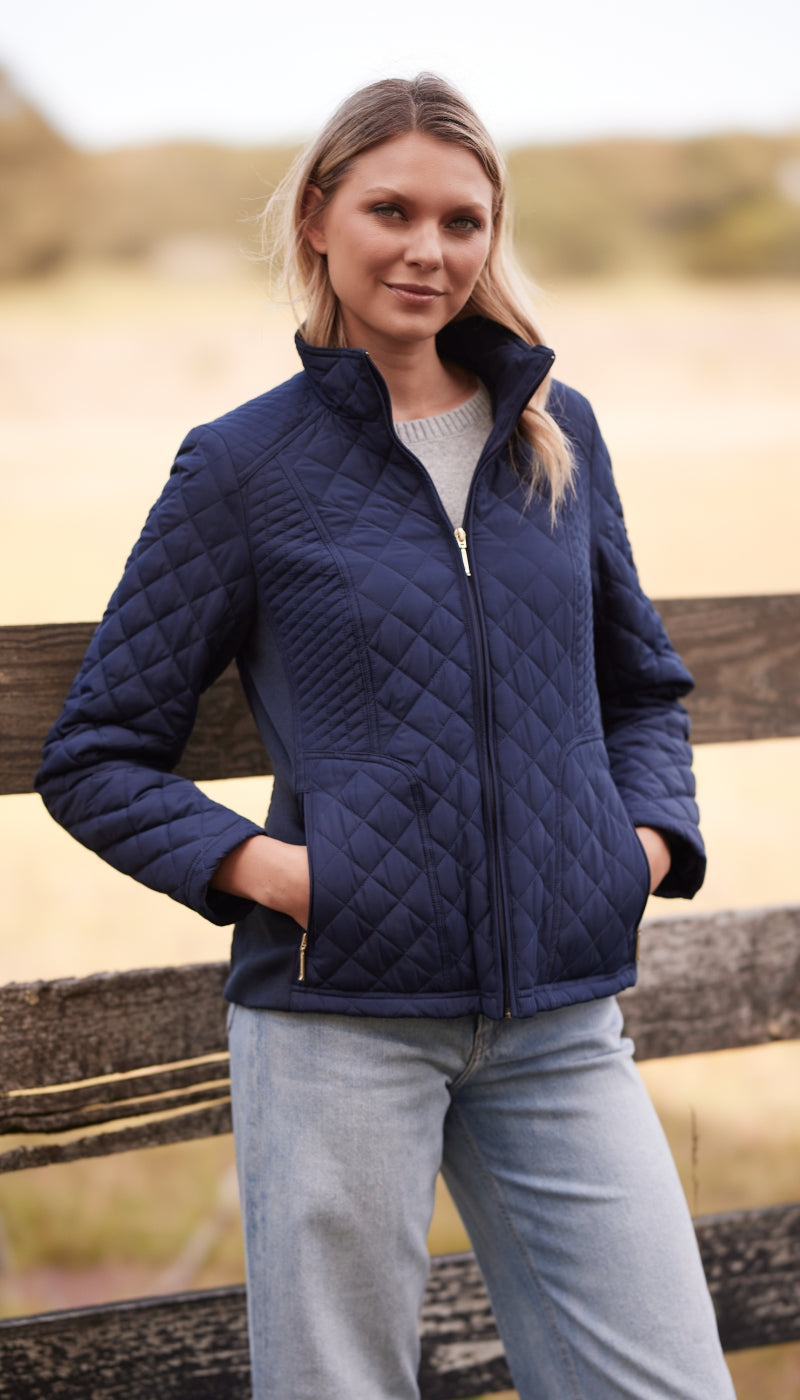 MIXED QUILTED JACKET WITH SIDE STRETCH