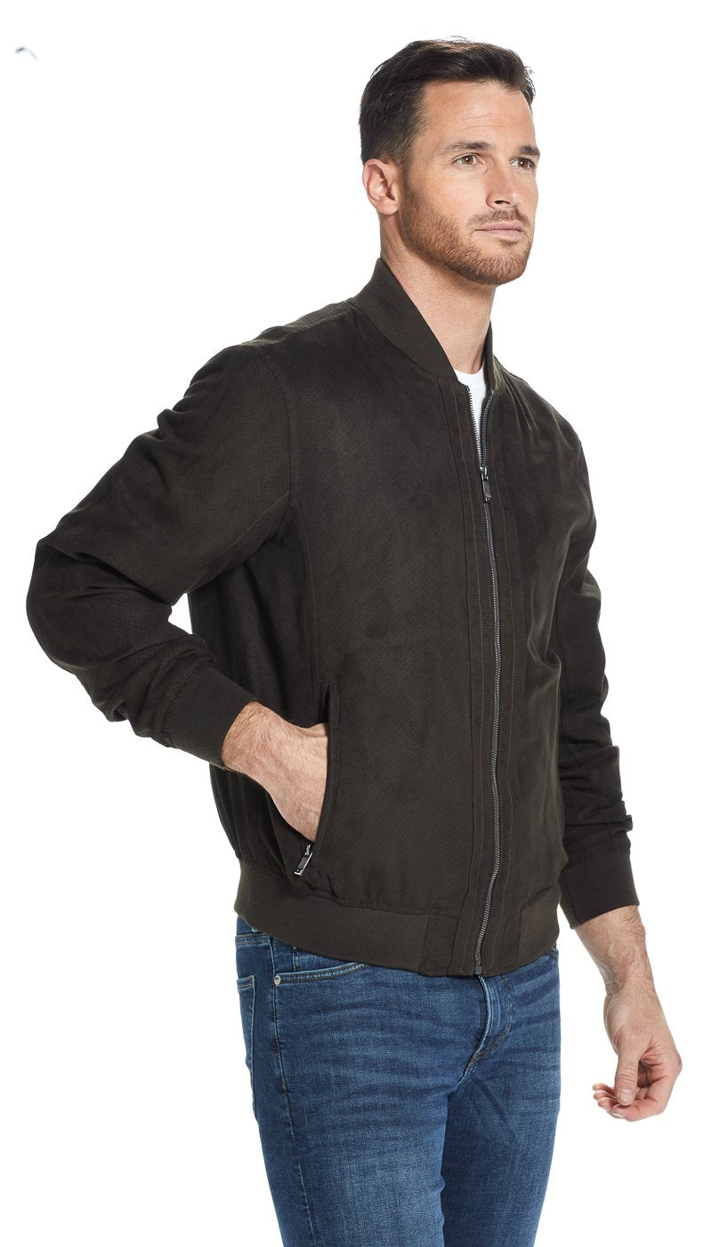 MICROSUEDE PERFORATED BOMBER