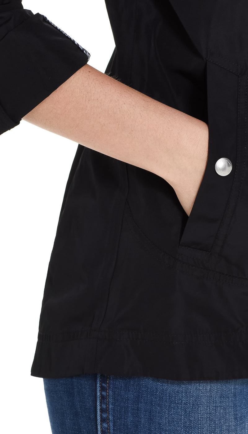 HOODED JACKET WITH TURN BACK SLEEVES