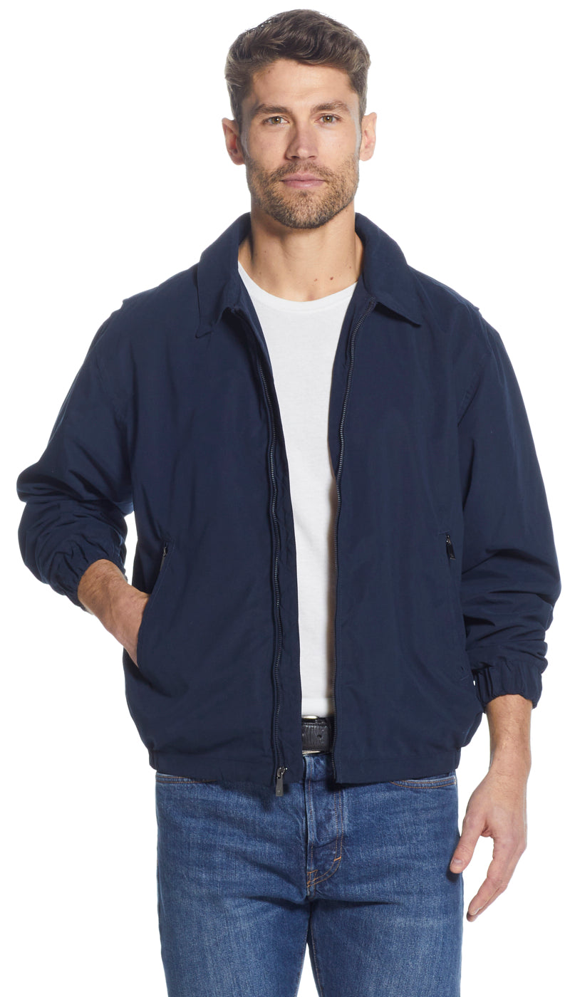 MICROFIBER ELASTIC WAIST BOMBER JACKET