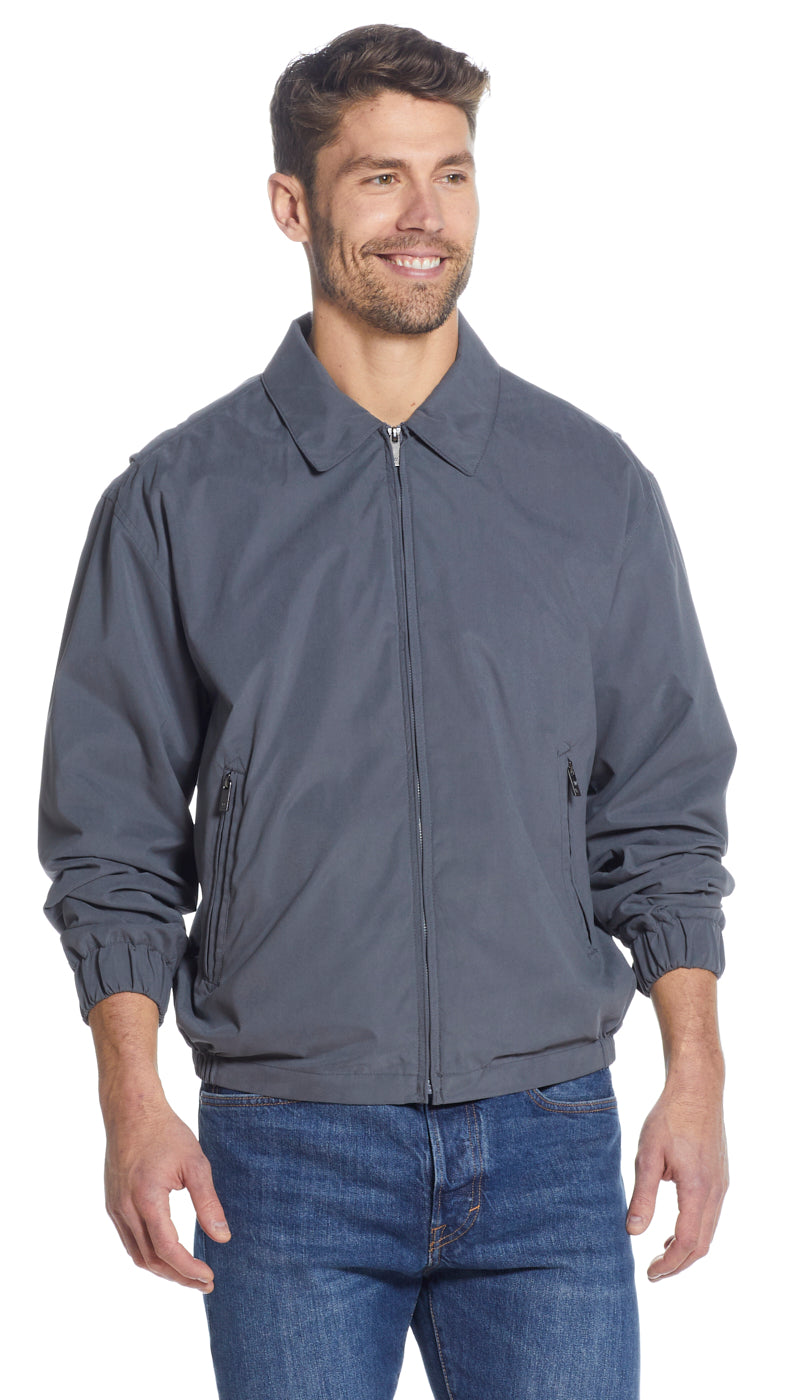 MICROFIBER ELASTIC WAIST BOMBER JACKET