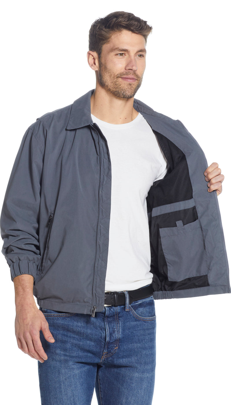 MICROFIBER ELASTIC WAIST BOMBER JACKET