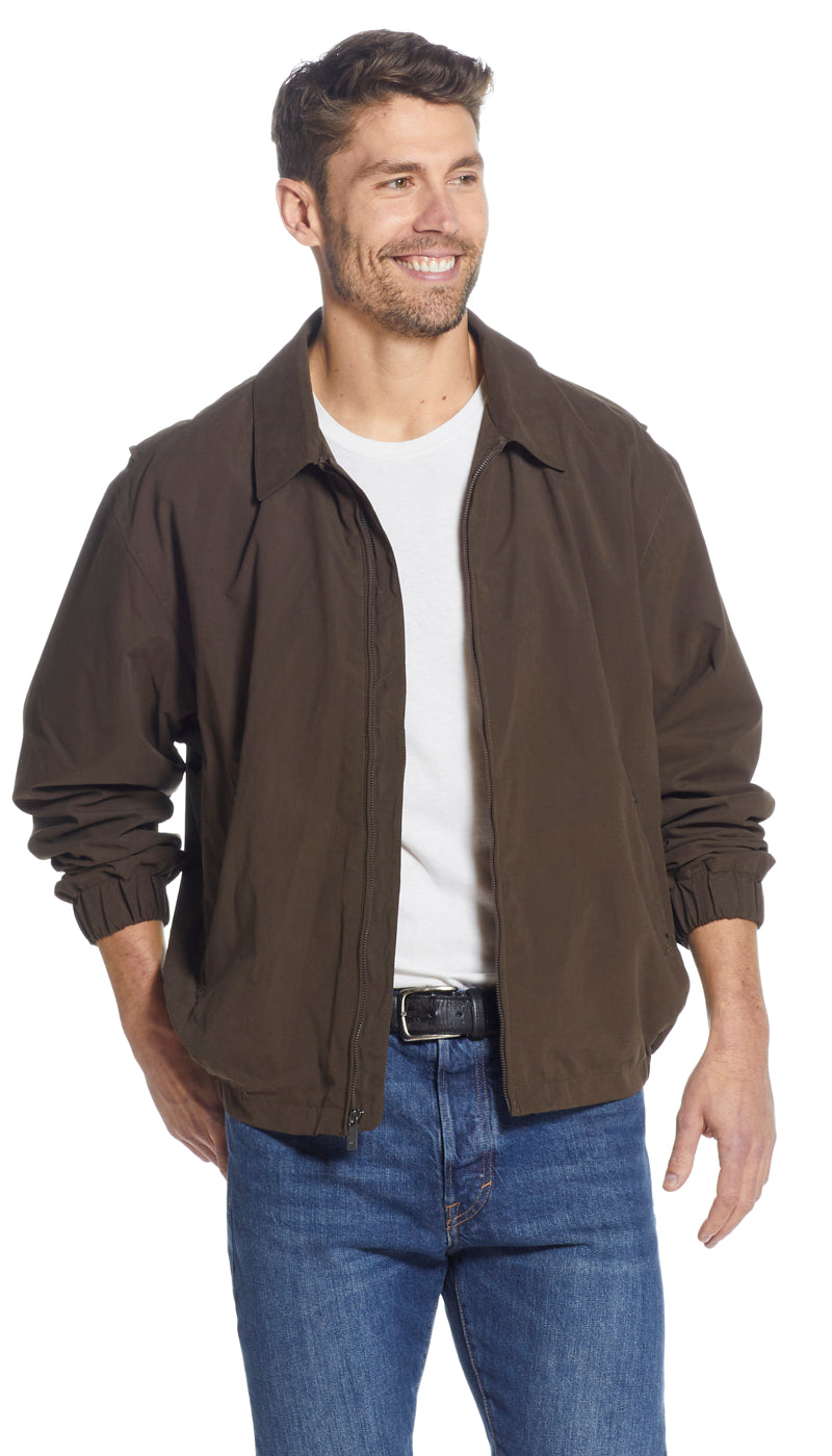 MICROFIBER ELASTIC WAIST BOMBER JACKET