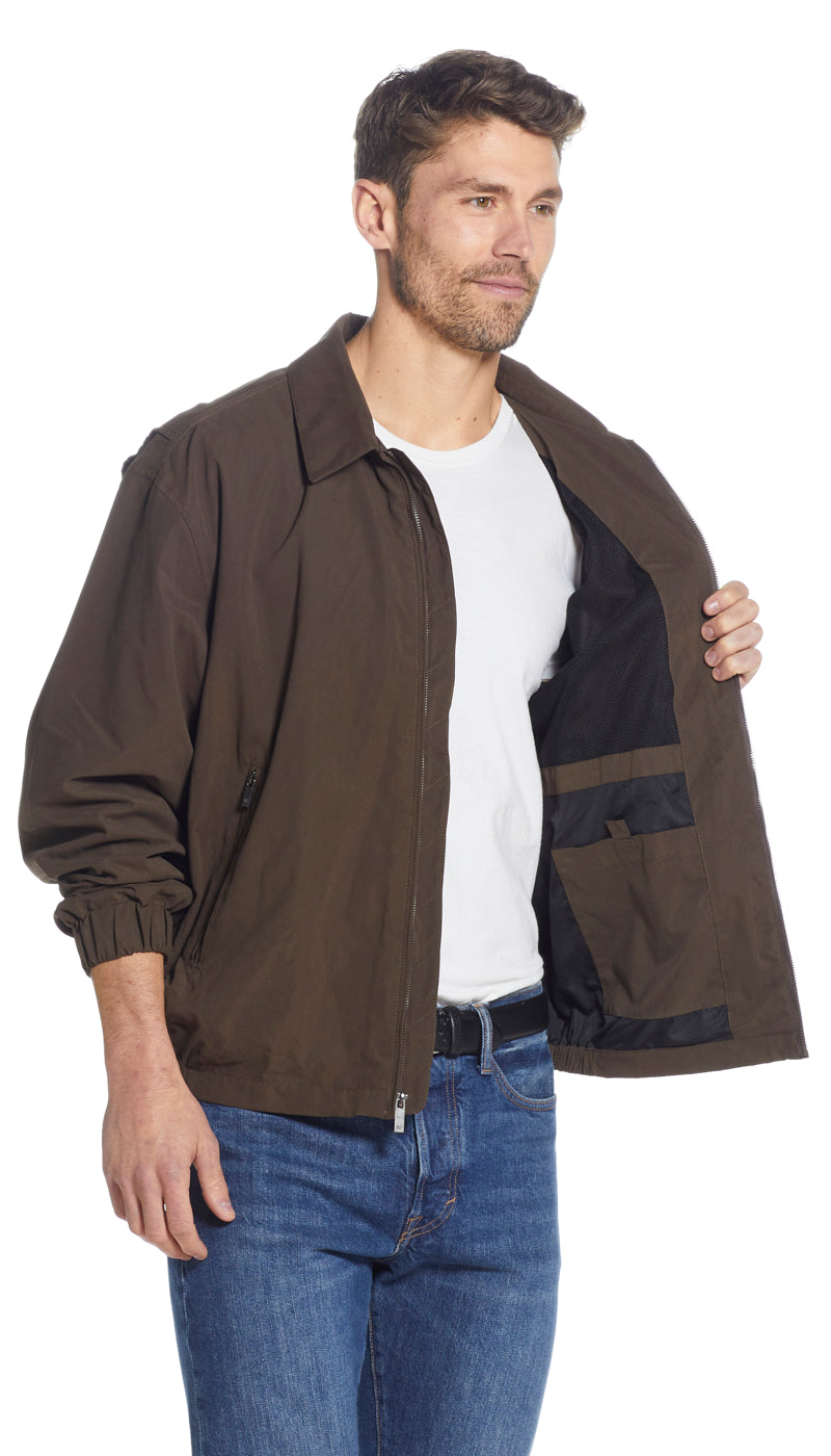 MICROFIBER ELASTIC WAIST BOMBER JACKET